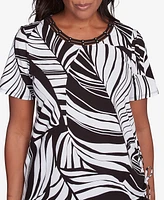 Alfred Dunner Petite Twisted Leaves with Side Tie Top