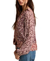 Lucky Brand Women's Printed Long-Sleeve Boho Blouse