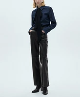 Mango Women's Leather-Effect Straight Pants