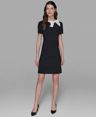 Karl Lagerfeld Paris Women's Scuba Crepe Bow A-Line Dress