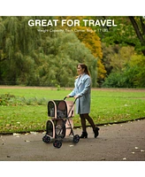 Gymax 4-in-1 Double Pet Stroller w/ Detachable Carrier Travel Carriage for Cats