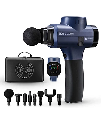 LifePro Sonic Pro Deep Tissue Percussion Massage Gun with 8 Attachments – Handheld Muscle Massager for Neck, Back & Athletes