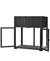 Mondawe Patio Mini Wood Cold Frame, Compact 2 Doors Garden Greenhouse with Wheels
