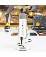 ZealSound Usb Microphone, Quick Mute, Noise Cancel for Phone, Pc, PS5, with Gain Control, Echo Monitor, Volume Adjust for Asmr, Streaming