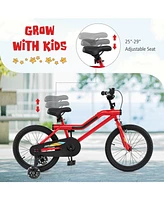 18 Inch Kids Bike with Led Lights Adjustable Carbon Steel Bicycle for 4-8 Years Old