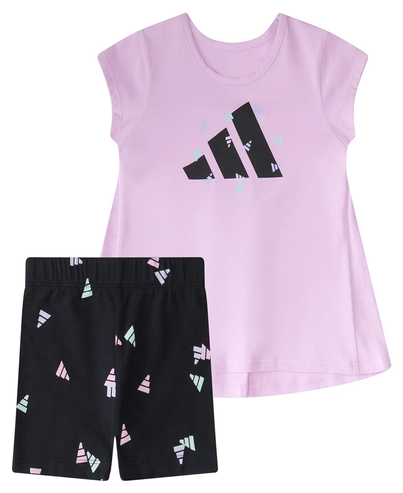 adidas Baby Girls 2-Piece Back Pleat T-Shirt and Bike Short Set