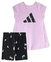 adidas Baby Girls 2-Piece Back Pleat T-Shirt and Bike Short Set