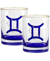 Culver Gemini Zodiac Double Old-Fashioned Glass, Set of 2
