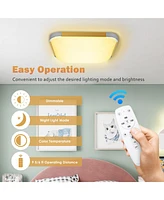 24W 18" Dimmable Led Ceiling Light Fixture Flush Mount Lamp with Remote Bedroom