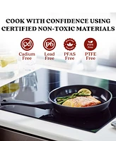 Alva Energy 9.5" Nonstick Ceramic Aluminum Frying Pan Skillet, Non-Toxic Pfas Pfoa & Pfte Free, Healthy Cooking Pan, Compatible with all Stovetop