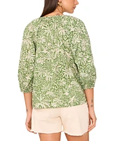 Vince Camuto Women's Cotton Printed Raglan-Sleeve Peasant Blouse