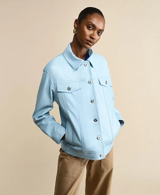 Furniq Uk Women's Leather Shirt Jacket
