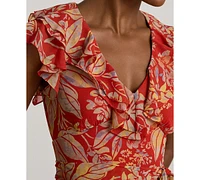Lauren Ralph Women's Printed Empire-Waist Long Dress