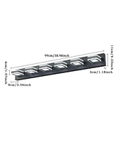 One Led Modern Black Vanity Lights, 6-Lights Acrylic Matte Black Bathroom Vanity Lights Over Mirror