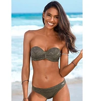Lascana Women's Textured Bandeau Bikini Swimsuit Top