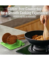 Extra Large Silicone Utensil Rest with Drip Pad for Multiple Utensils