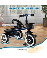 Toddler Tricycle Kids Trike with Adjustable Seat Front & Rear Storage Baskets
