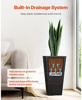 Tall Planter Set of 2 Square Tapered Planters for Outdoor Indoor