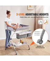 Portable Folding Baby Changing Table with Lockable Wheels Adjustable Heights Storage