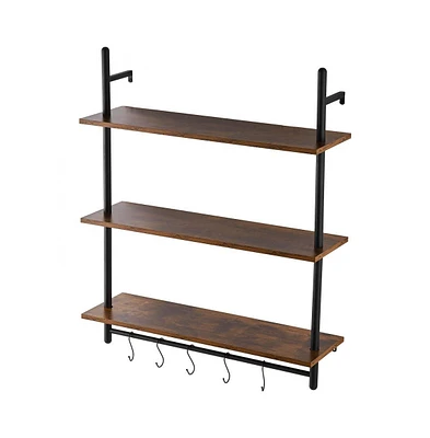 Slickblue Industrial Pipe Wall-Mounted Shelf 2 Tier Storage Rack for Kitchen and Bedroom