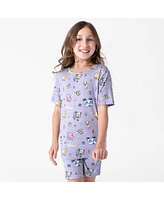 Bellabu Bear Kids Unisex Minecraft Pixel Pals 2-Piece Short Sleeve & Shorts Pajama Set