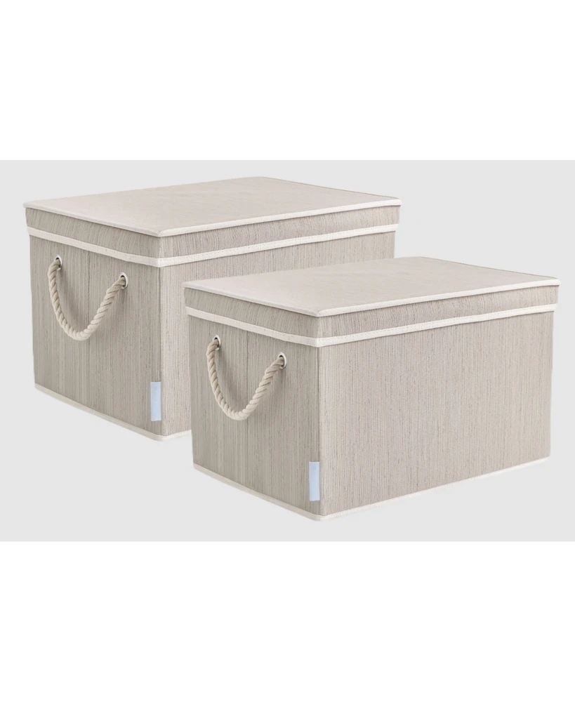 WeThinkStorage 34L Folding Fabric Storage Bin w/Rope Handle and Lid - Clay