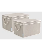 WeThinkStorage 34L Folding Fabric Storage Bin w/Rope Handle and Lid - Clay