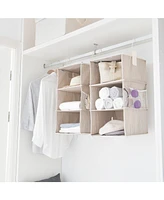 WeThinkStorage Set of 2 Attachable 3 Shelf Reinforced Hanging Closet Organizers, 50lbs Weight Capacity - Clay