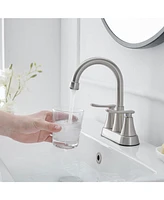 Greenspring 4 in. Centerset 2-Handle High-Arc Bathroom Faucet Brushed Nickel