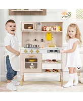 Play Kitchen Height Adjustable with Microwave and Lights and Sounds For Kids