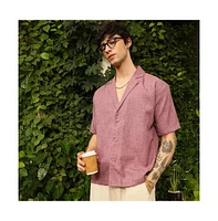 Campus Sutra Men's Brick Red Heathered Korean Oversized Shirt
