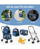 Gymax Double Pet Stroller for 2 Dogs or Cats w/ 2 Detachable Carriers Safety Belt