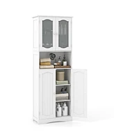 Slickblue Bathroom Storage Cabinet with Frost Glass Doors and Shelves