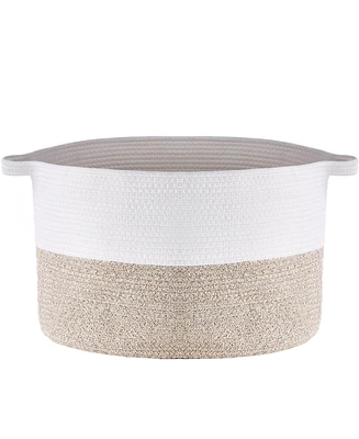 Slickblue Cotton Rope Storage Basket Woven Organizer Bin for Blankets Towels or Pillows