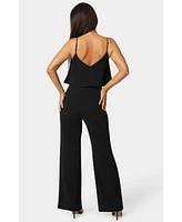 Bebe Women's Ruffle Wide Leg Jumpsuit