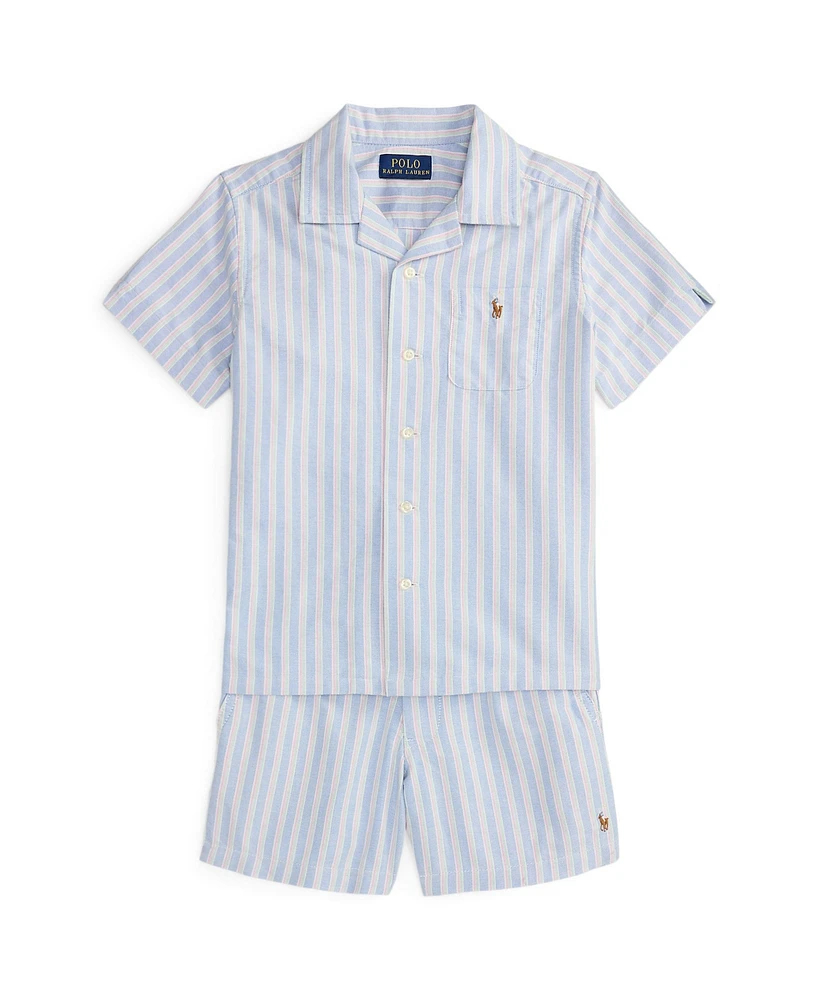 Polo Ralph Lauren Toddler Boys 2-Piece Oxford Prepster Shirt and Shorts Set
