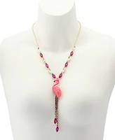 Betsey Johnson Faux Stone Backyard Flamingo Adjustable Y-Necklace