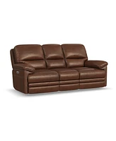Flexsteel David 85" Pecan Leather Power Reclining Sofa