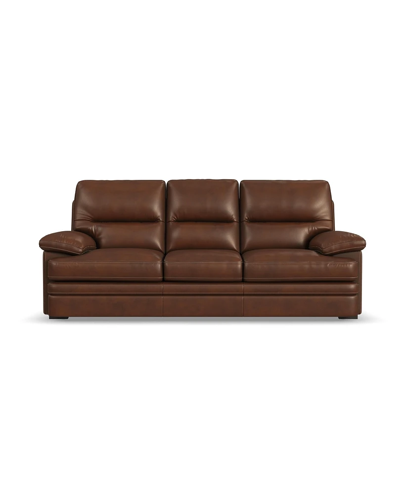 Flexsteel David 93" Pecan Leather Sofa