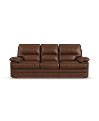 Flexsteel David 93" Pecan Leather Sofa