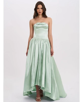 Miss Circle Women's Lael Mint Green Back Button Trailing Gown