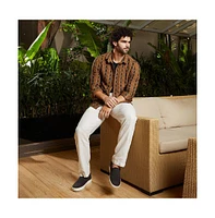 Campus Sutra Men's Chocolate Brown & Onyx Black Xoxo-Tactile Shirt