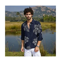 Campus Sutra Men's Navy Blue Maxi-Flora Shirt