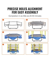 Slickblue Kids Trampoline with Safety Net Basketball Hoop and Balls Indoor Outdoor for Ages 3+