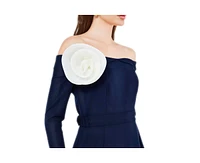 Amri Off-The-Shoulder Long Sleeved Crepe Gown