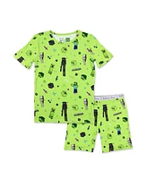 Bellabu Bear Kids Unisex Minecraft Mob Squad 2-Piece Short Sleeve & Shorts Pajama Set