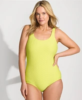Lands' End Women's Tugless Low Leg Textured One Piece Swimsuit
