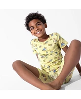 Bellabu Bear Kids Unisex Teddy Picnic 2-Piece Short Sleeve & Shorts Pajama Set