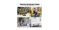 Slickblue Wood Outdoor Bench with Metal Legs for Garden Park Patio and Front Porch Seating
