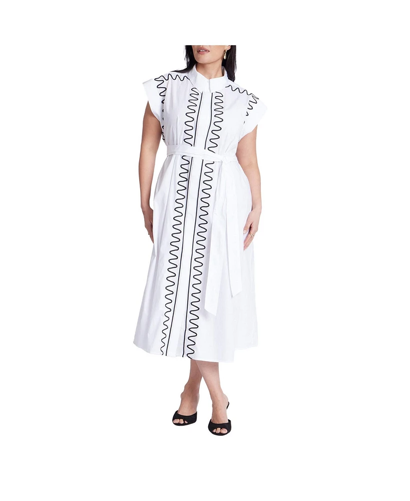 Eloquii Women's Embroidered Midi Dress